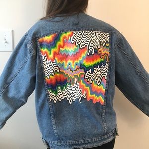 Painted jean jacket denim medium watercolor
